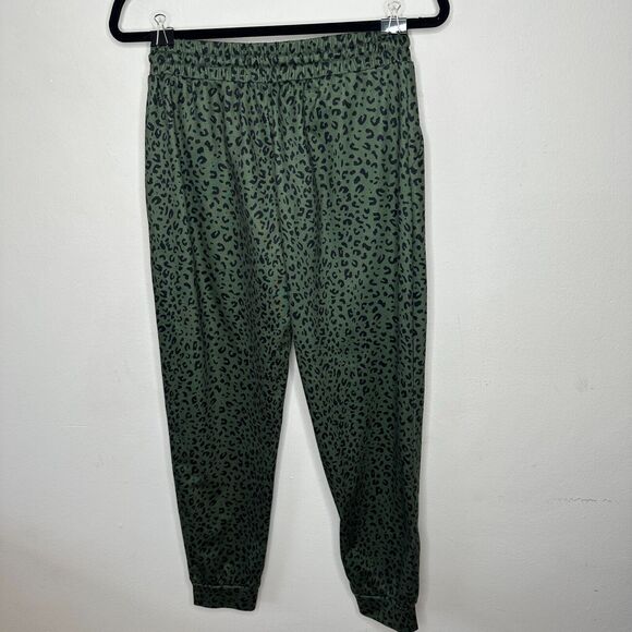 Green and Black Leopard Print Relaxed Fit Draw String Joggers Sweat Pants Medium - Picture 11 of 15